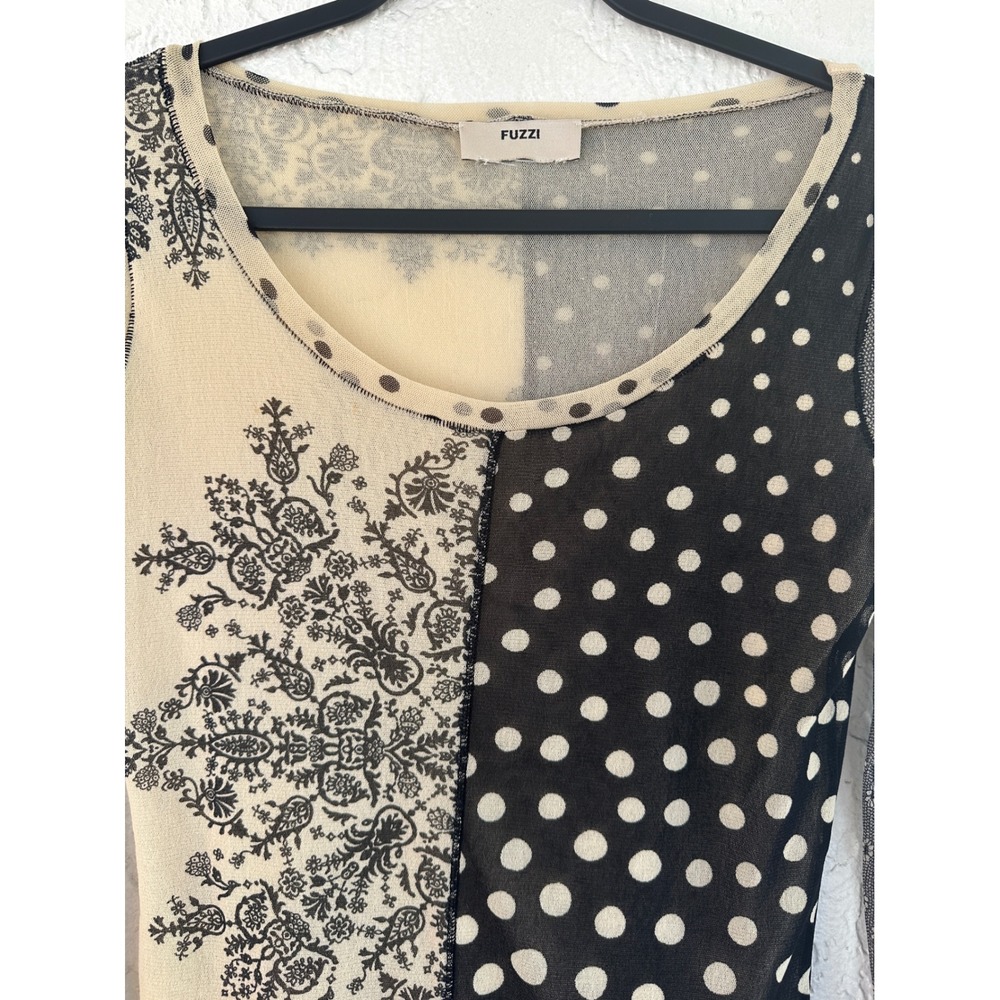 FUZZI Jean Paul Gaultier Y2K Mesh Sheer Top Polka Dot Medium Avant Garde - Picture 2 of 6